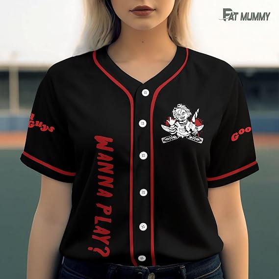 Chucky Wanna Play Baseball Jersey – Horror Good Guys Shirt