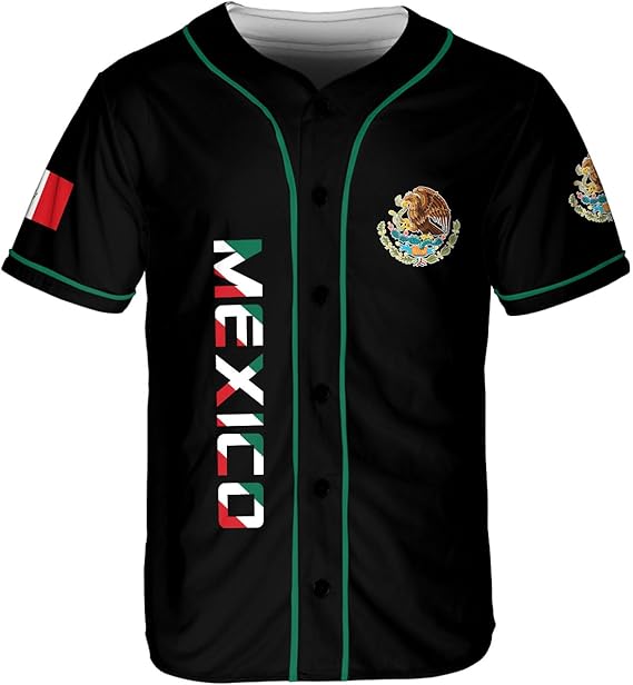 Mexico Baseball Jersey – Tricolor Winged Eagle Shirt, Mexican Flag Pride Apparel