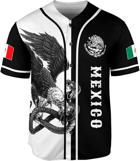 Mexico Baseball Jersey – Black and White Eagle Snake Shirt, Bold Heritage Design