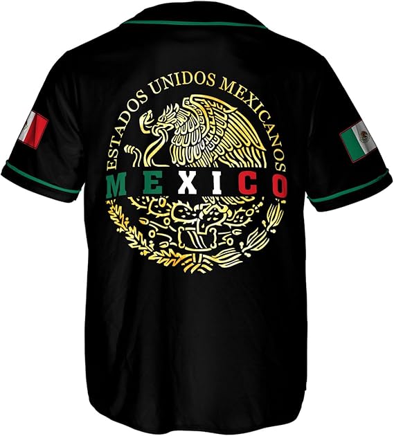 Mexico Eagle Baseball Jersey – Estados Unidos Mexicanos Gold Emblem Shirt