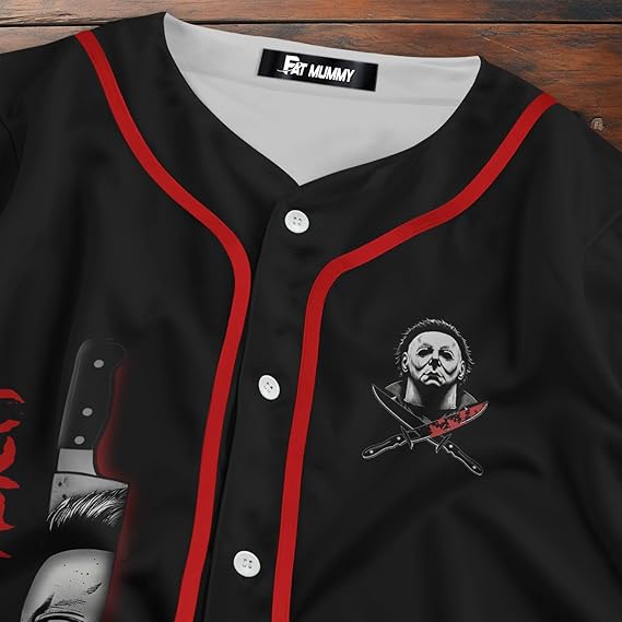 Michael Myers Women’s Baseball Jersey – Horror Knife Face Shirt