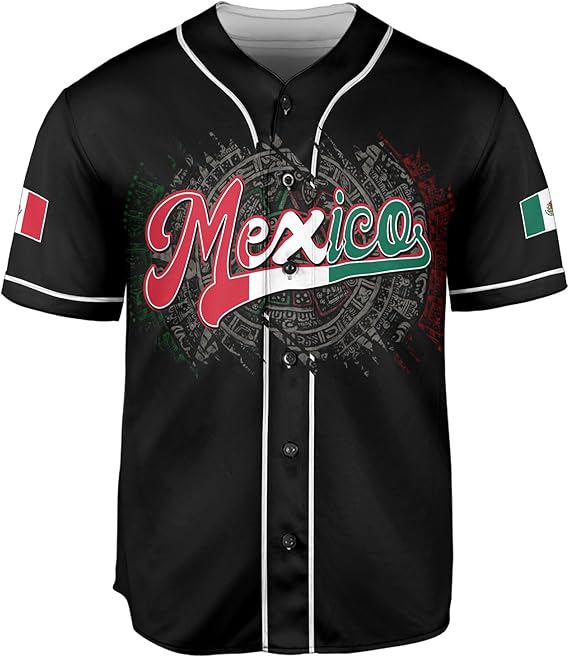 Mexico Baseball Jersey – Aztec Calendar & Flag Crest Shirt