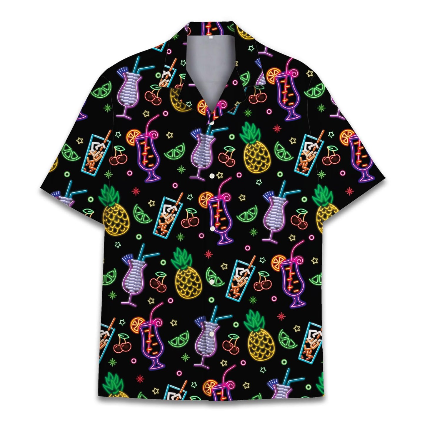 Neon Cocktail Hawaiian Shirt – Tropical Bar Drink Aloha Shirt