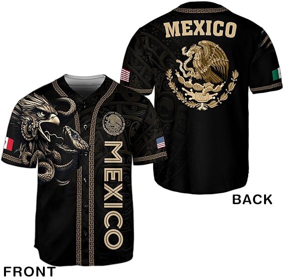 Mexico Black & Gold Baseball Jersey – Tribal Eagle Heritage Shirt