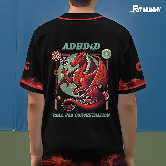 ADHD&D Baseball Jersey – DnD Dragon Dice Shirt for Gamers