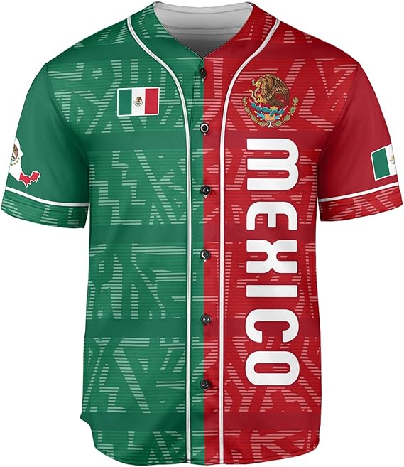 Mexico Flag Baseball Jersey – Split Red & Green Patriotic Shirt