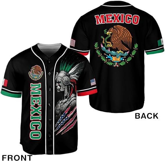 Mexico USA Baseball Jersey – Aztec Warrior & Flag Heritage Shirt