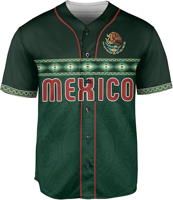 Mexico Eagle Baseball Jersey – Tribal Aztec Green Heritage Shirt