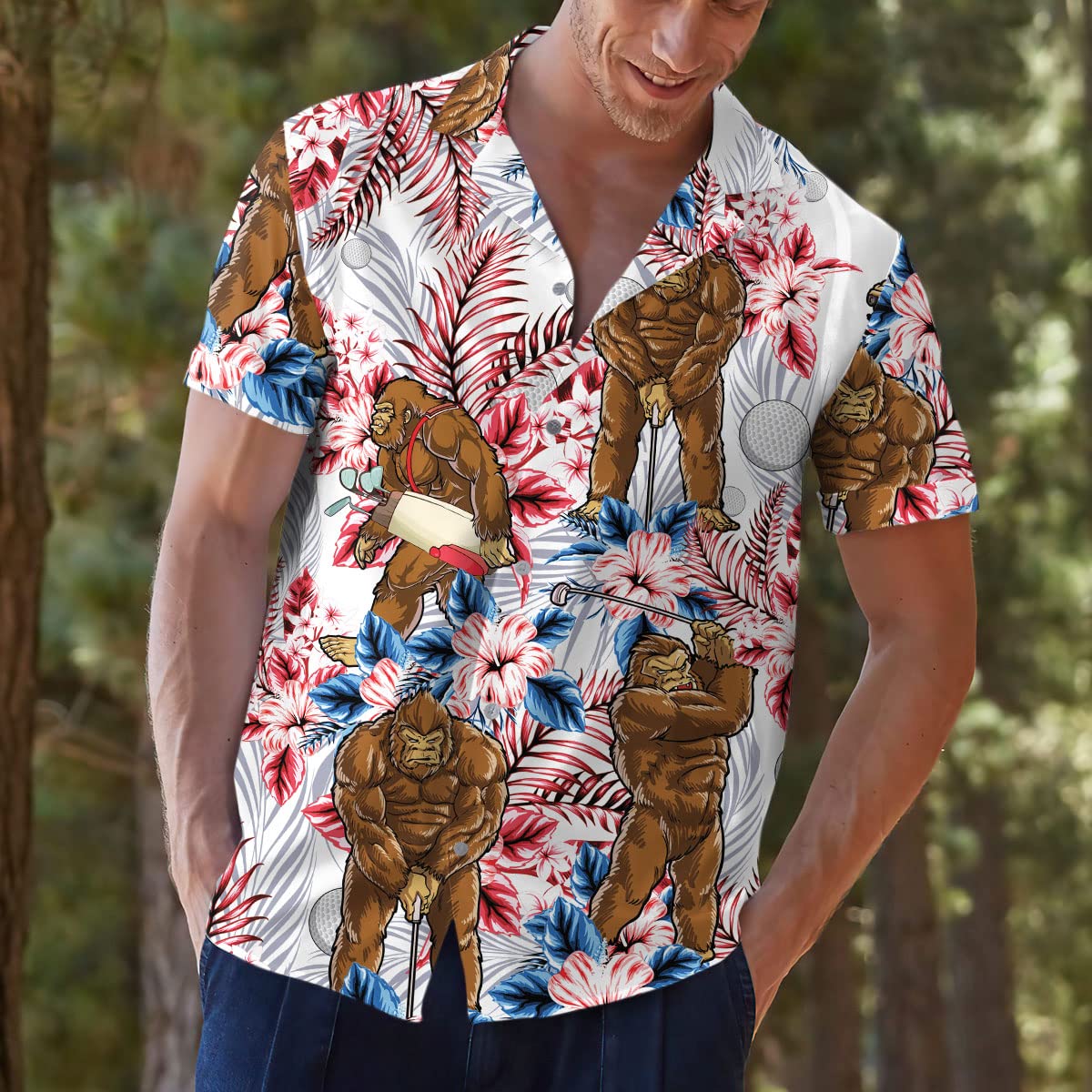 Gorilla Golf Hawaiian Shirt – Funny Big Ape Tropical Summer Shirt