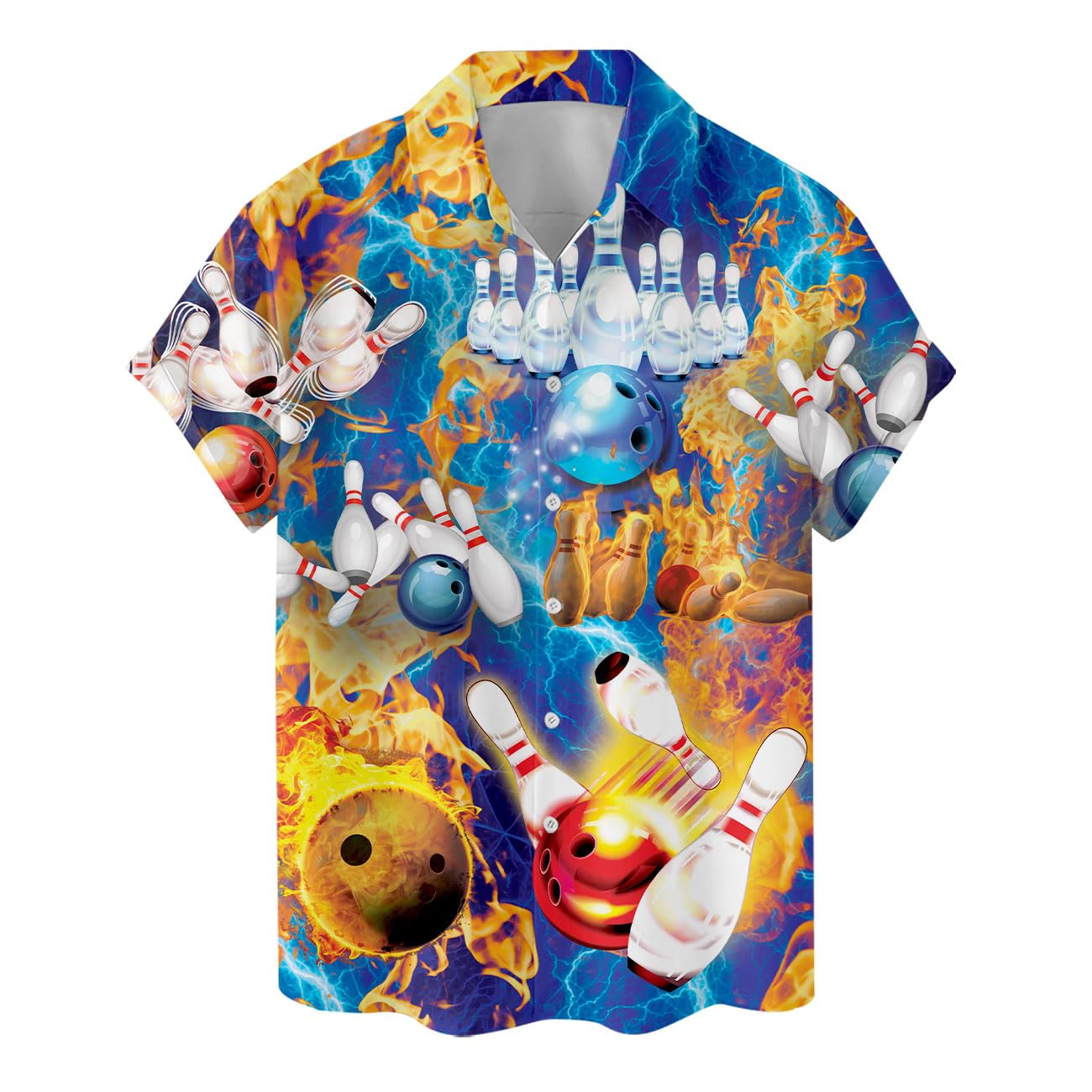 Fire & Lightning Bowling Hawaiian Shirt – Explosive Alley Style