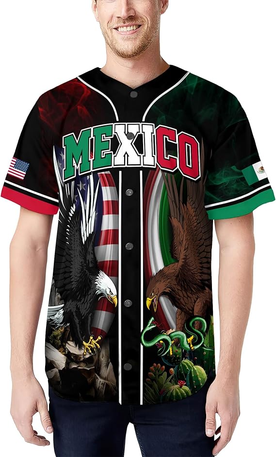Mexico USA Eagle Baseball Jersey – Dual Pride Flag Sports Shirt