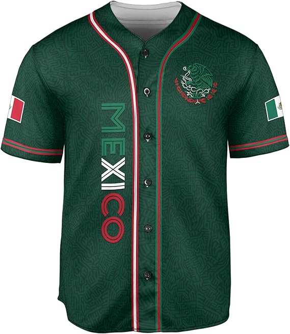 Mexico Green Baseball Jersey – Tribal Eagle Head Heritage Shirt