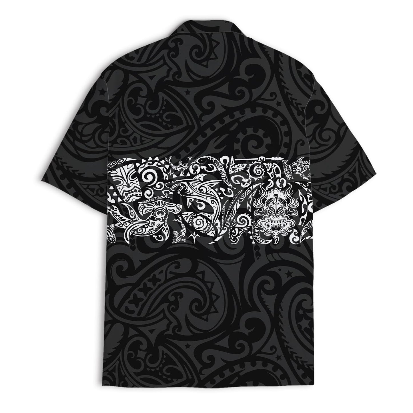 Black & White Polynesian Tribal Hawaiian Shirt – Island Warrior Style