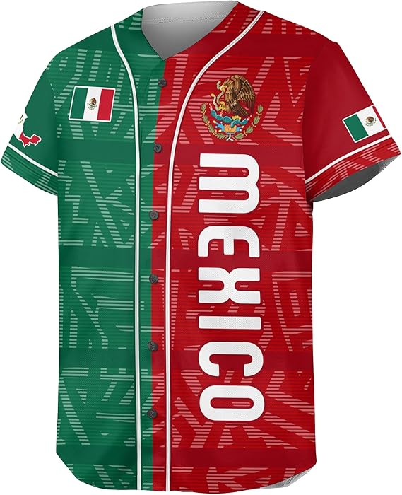Mexico Flag Baseball Jersey – Split Red & Green Patriotic Shirt