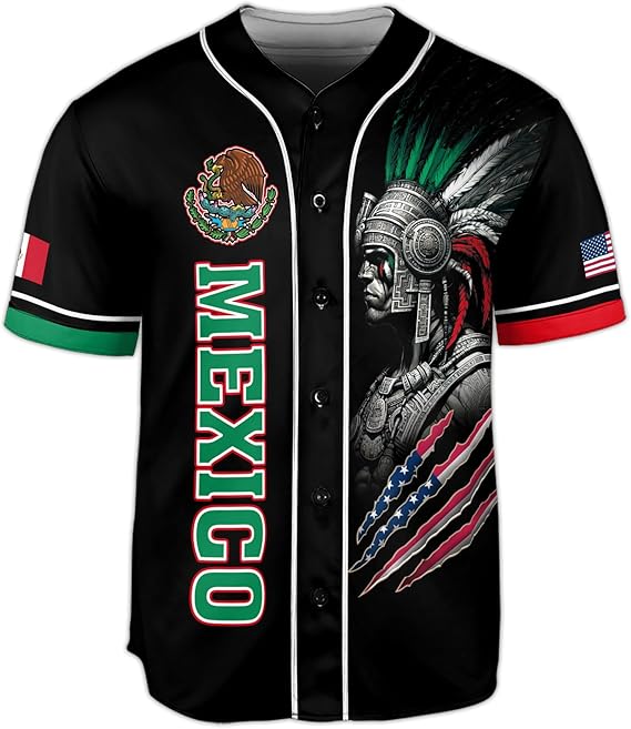 Mexico USA Baseball Jersey – Aztec Warrior & Flag Heritage Shirt