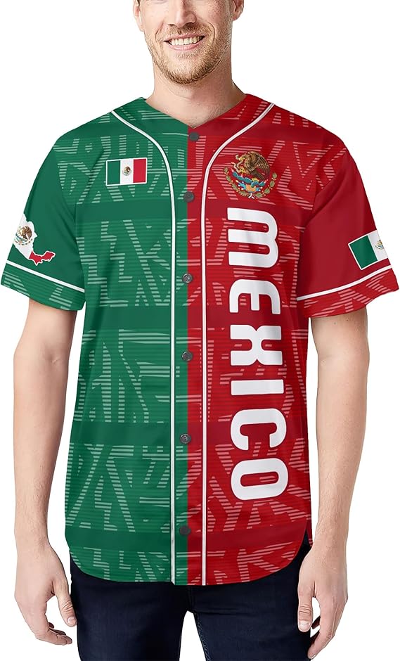 Mexico Flag Baseball Jersey – Split Red & Green Patriotic Shirt