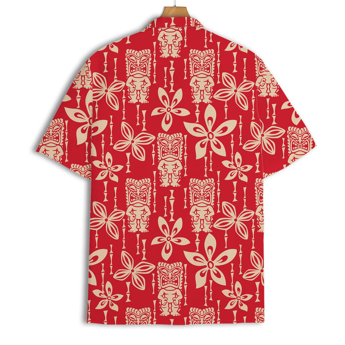 Red Tiki Hawaiian Shirt – Vintage Tribal Floral Print Aloha Beach Shirt