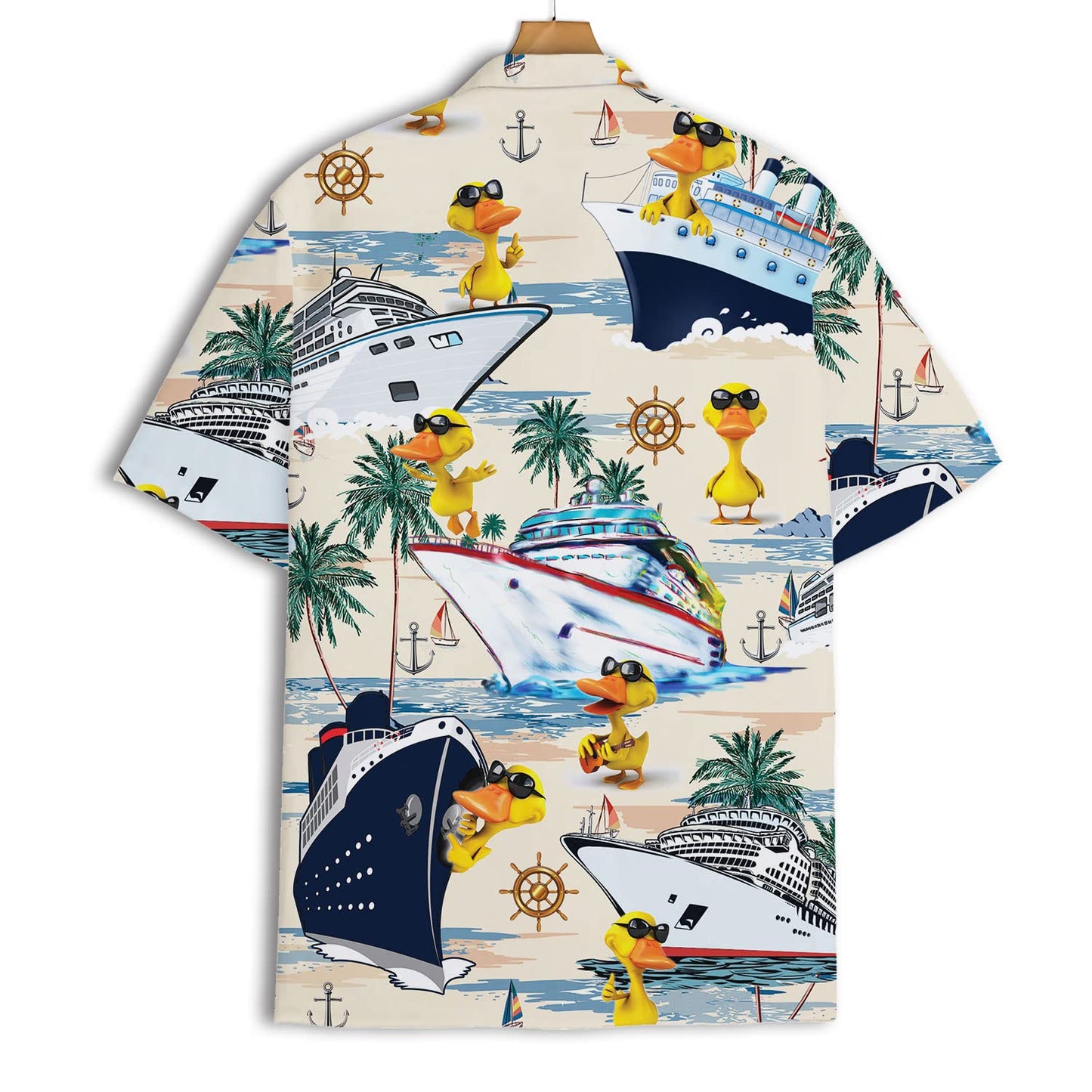Cruise Duck Hawaiian Shirt – Funny Tropical Boat & Palm Print Aloha Shirt