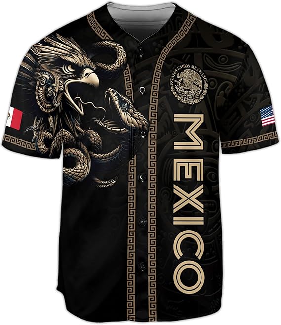 Mexico Black & Gold Baseball Jersey – Tribal Eagle Heritage Shirt