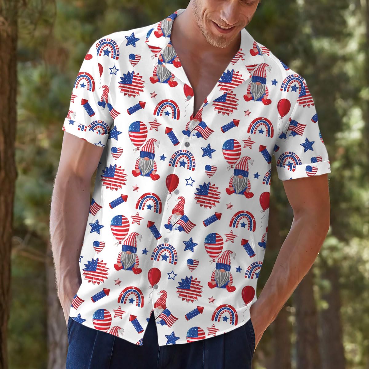 4th of July Gnome Hawaiian Shirt – Patriotic USA Celebration Vibes