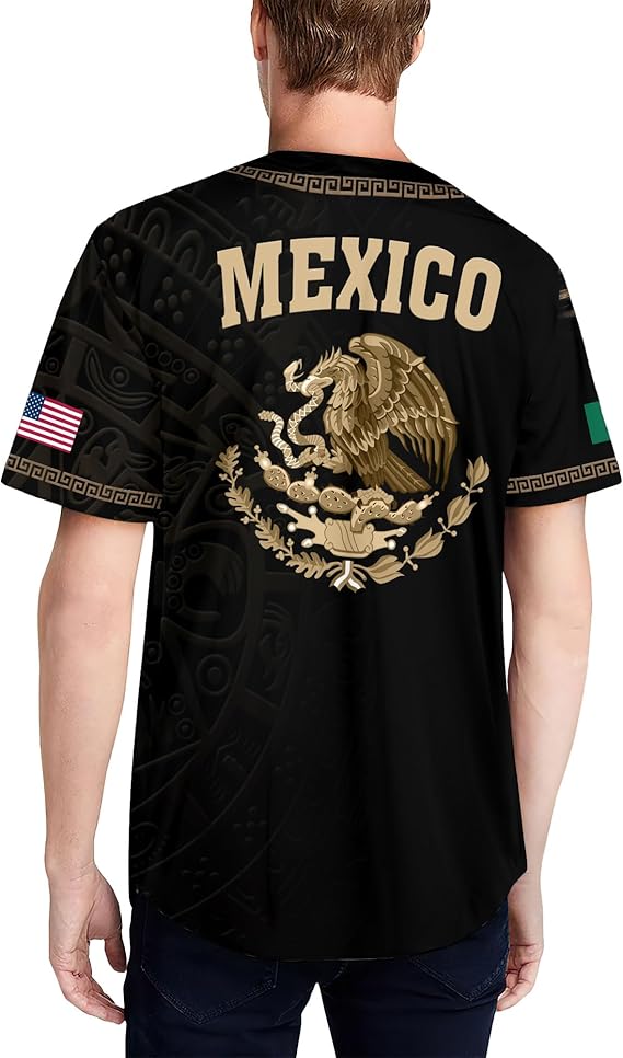 Mexico Black & Gold Baseball Jersey – Tribal Eagle Heritage Shirt