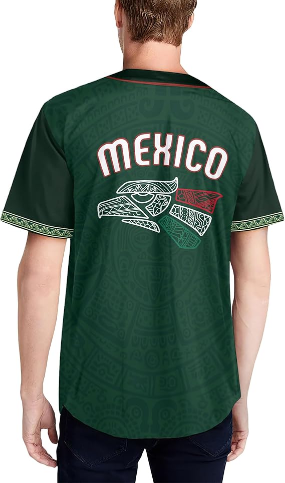 Mexico Eagle Baseball Jersey – Tribal Aztec Green Heritage Shirt