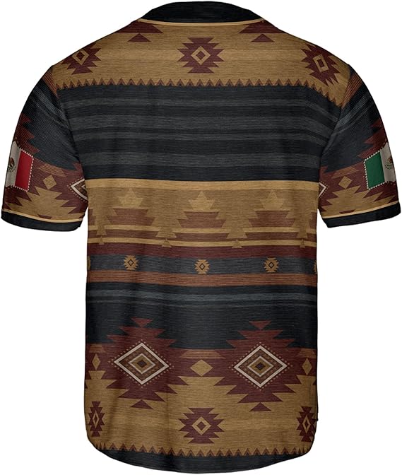 Mexico Tribal Baseball Jersey – Rustic Aztec Serape Pattern Shirt