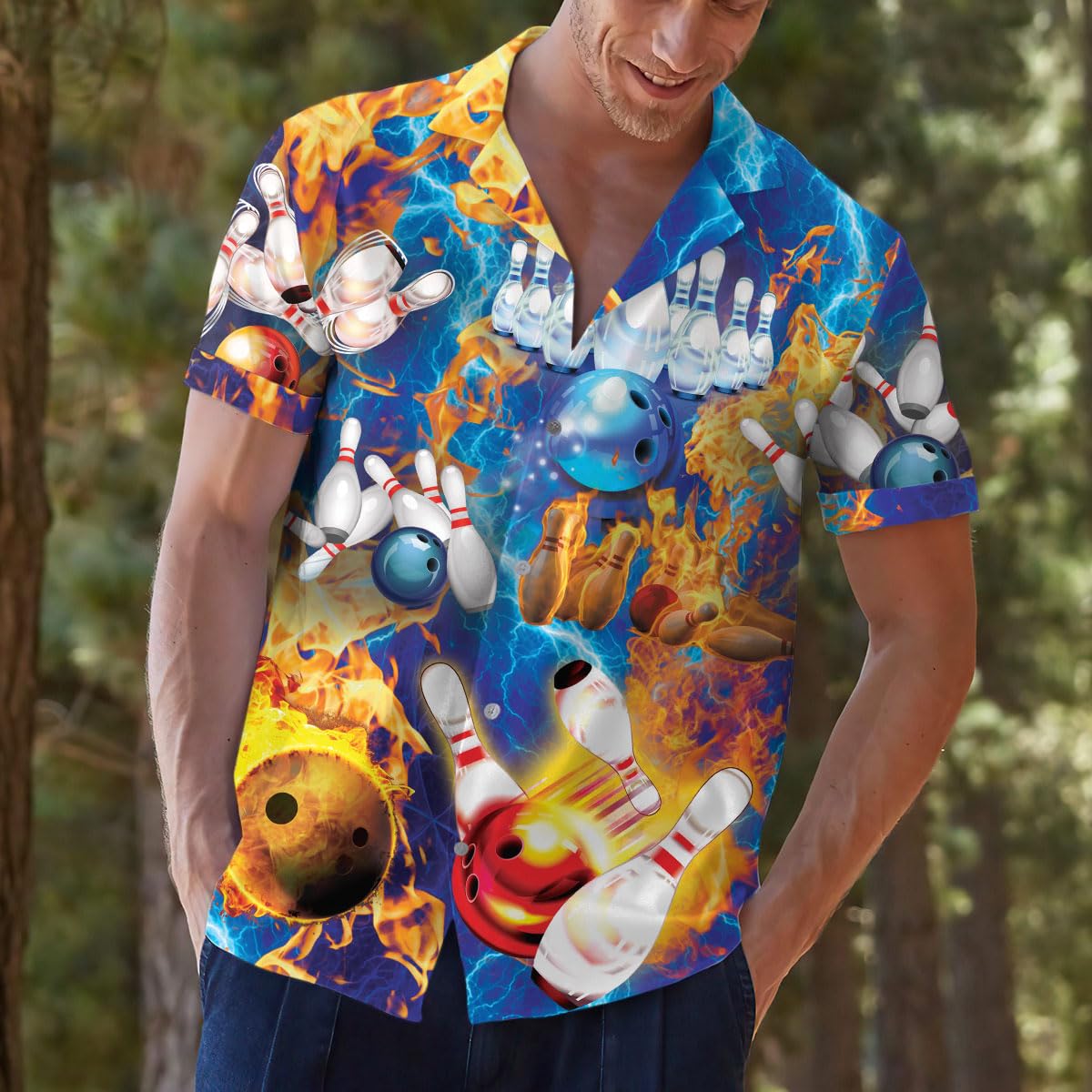 Fire & Lightning Bowling Hawaiian Shirt – Explosive Alley Style