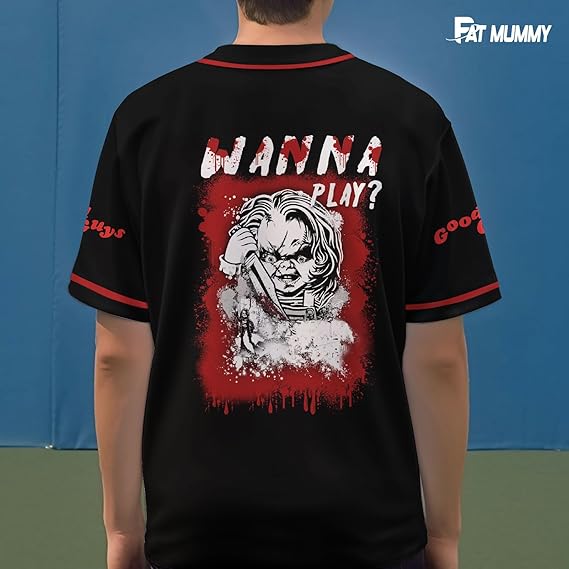 Chucky Wanna Play Baseball Jersey – Horror Good Guys Shirt