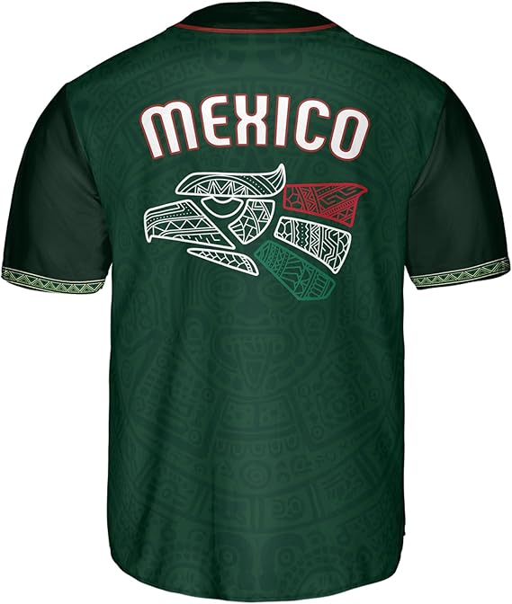 Mexico Eagle Baseball Jersey – Tribal Aztec Green Heritage Shirt