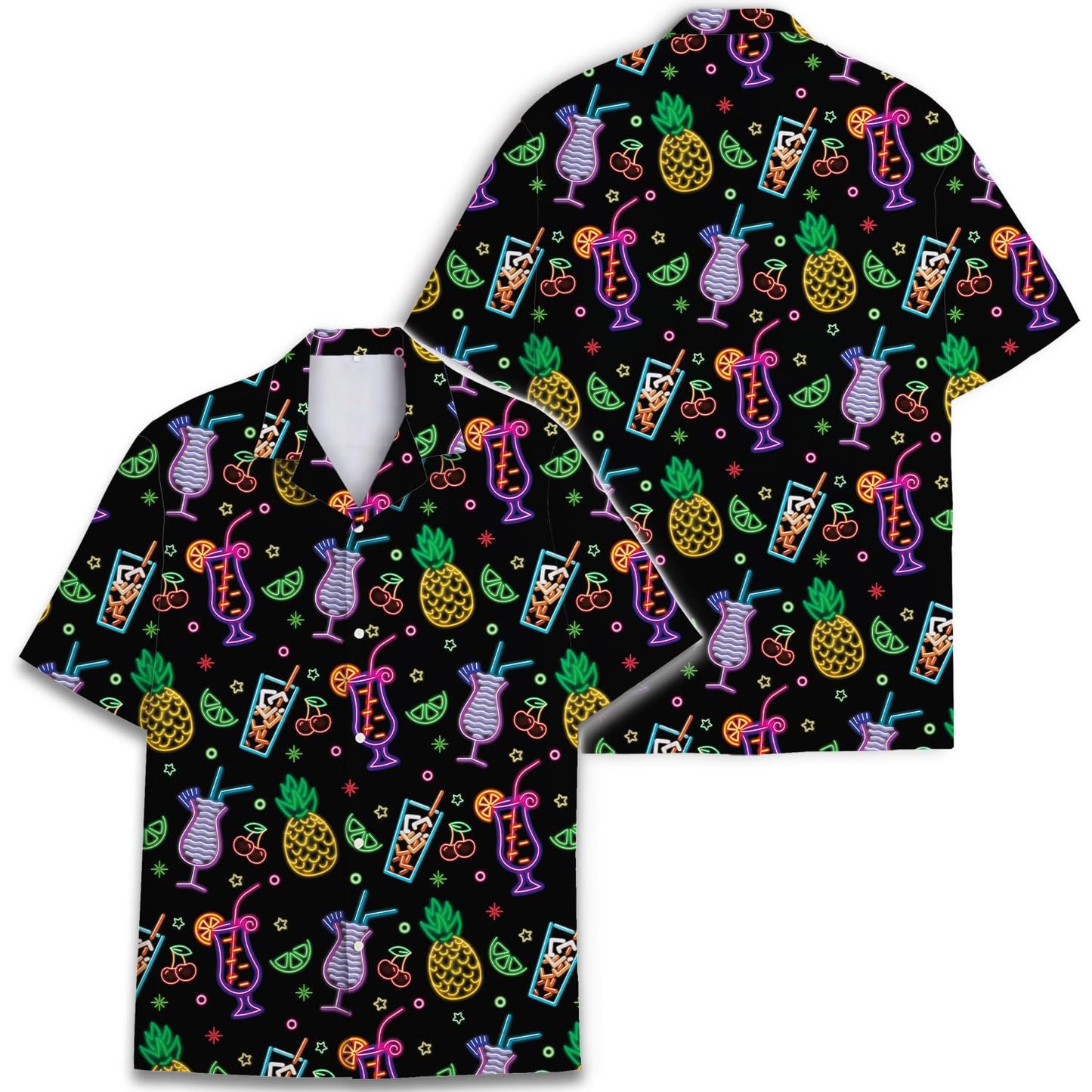 Neon Cocktail Hawaiian Shirt – Tropical Bar Drink Aloha Shirt