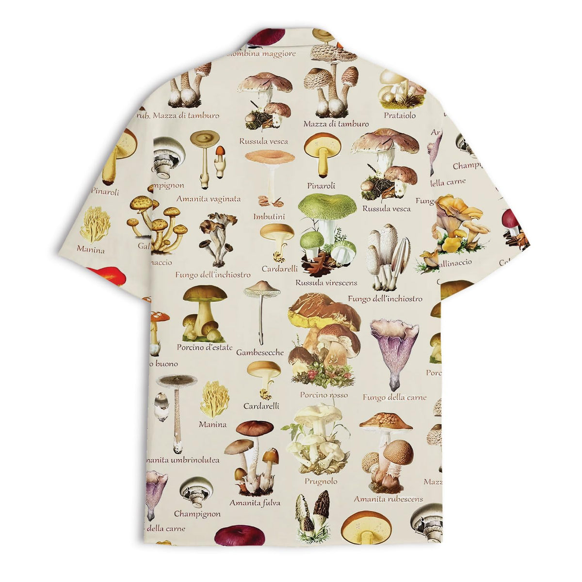 Vintage Mushroom Guide Hawaiian Shirt – Botanical Print Nature Lovers