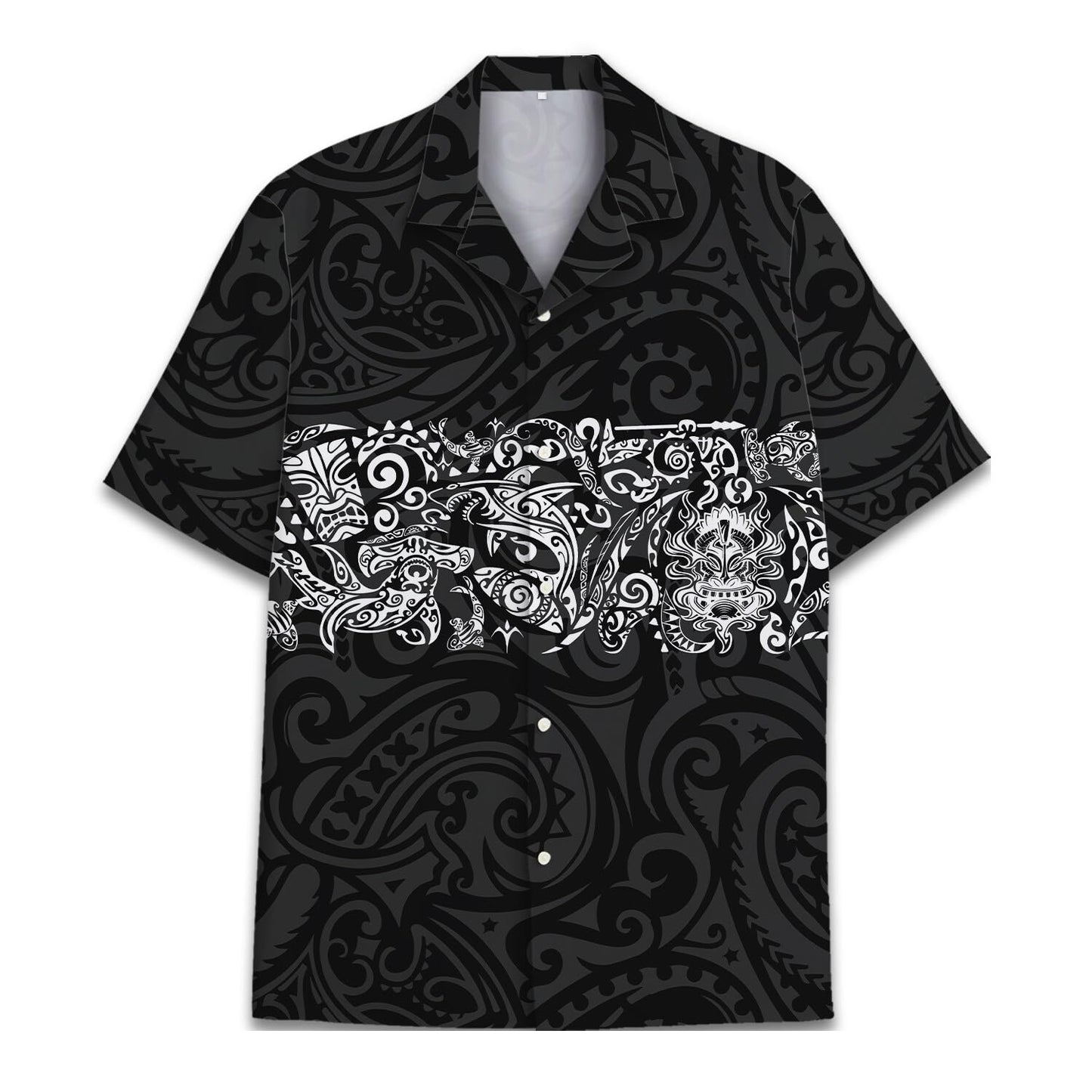 Black & White Polynesian Tribal Hawaiian Shirt – Island Warrior Style