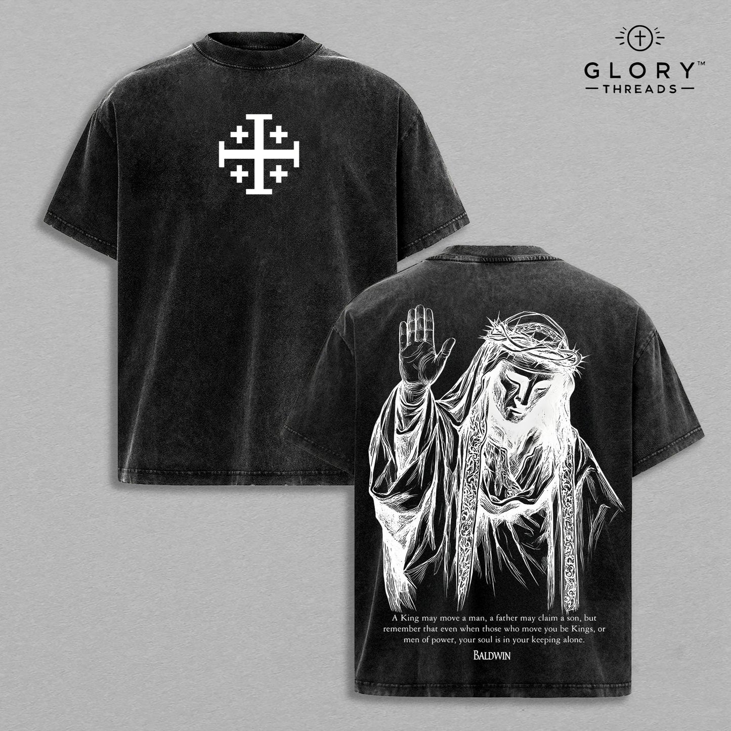 Baldwin IV "The Leper King" T-Shirt Washed – Washed Tee Cotton Menswear Top | SEP 40