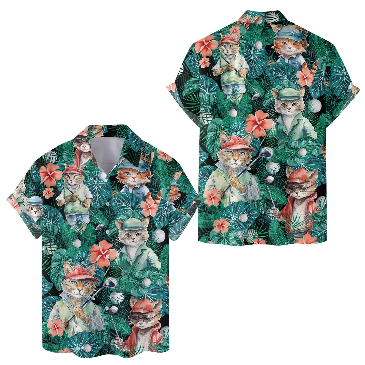 Funny Golf Cat Hawaiian Shirt – Tropical Pet Lover Gift