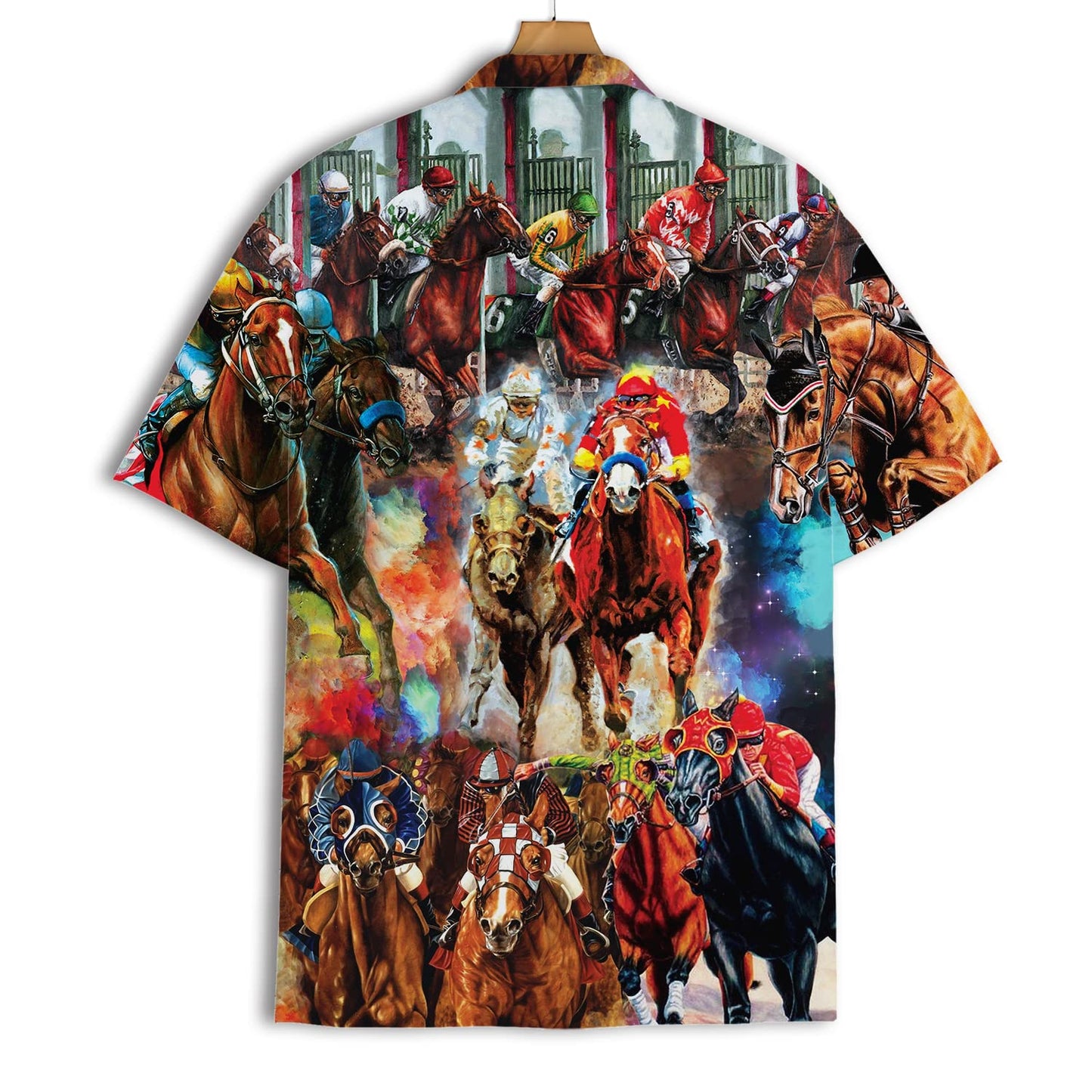 Horse Racing Hawaiian Shirt – Colorful Jockey Print Aloha Shirt for Men