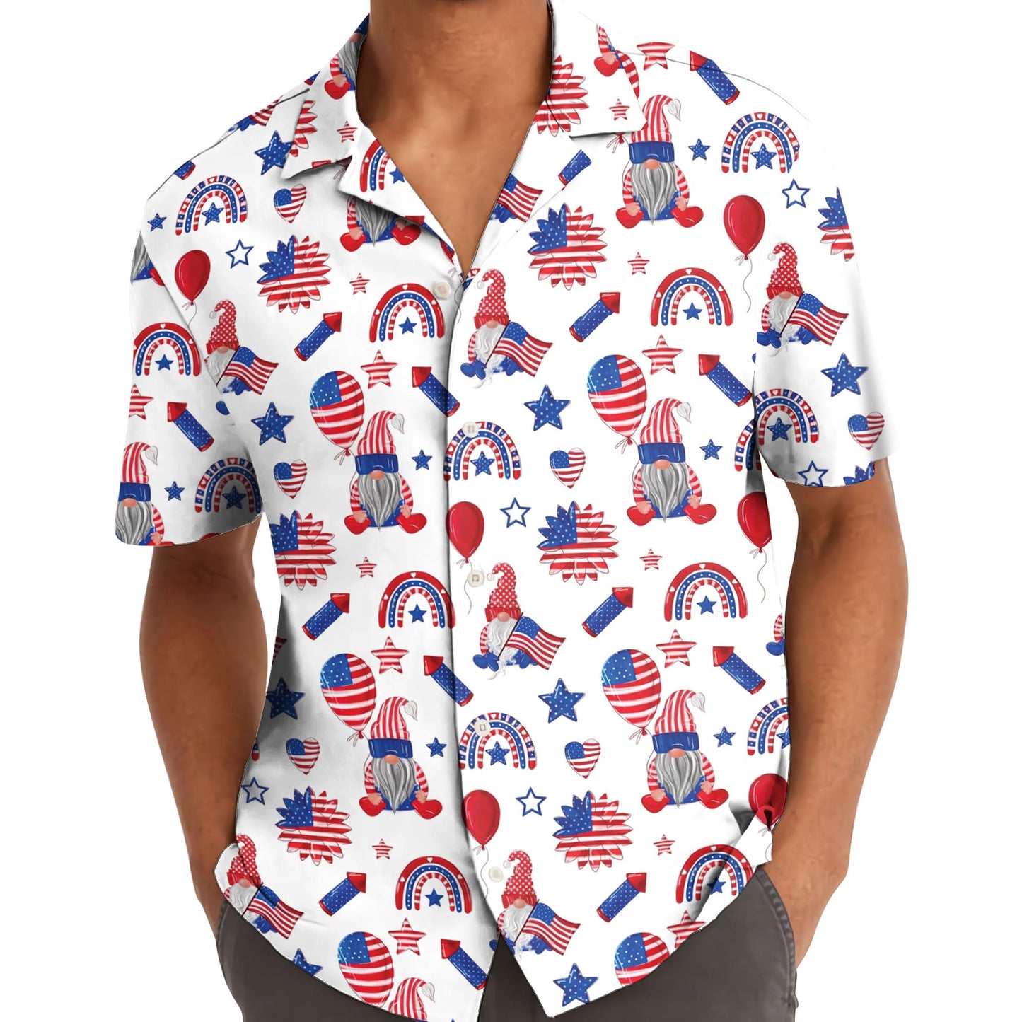 4th of July Gnome Hawaiian Shirt – Patriotic USA Celebration Vibes