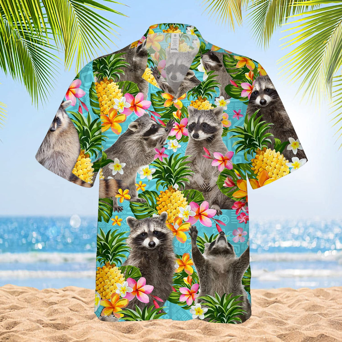 Funny Raccoon Hawaiian Shirt – Tropical Pineapple & Flower Print Aloha Shirt