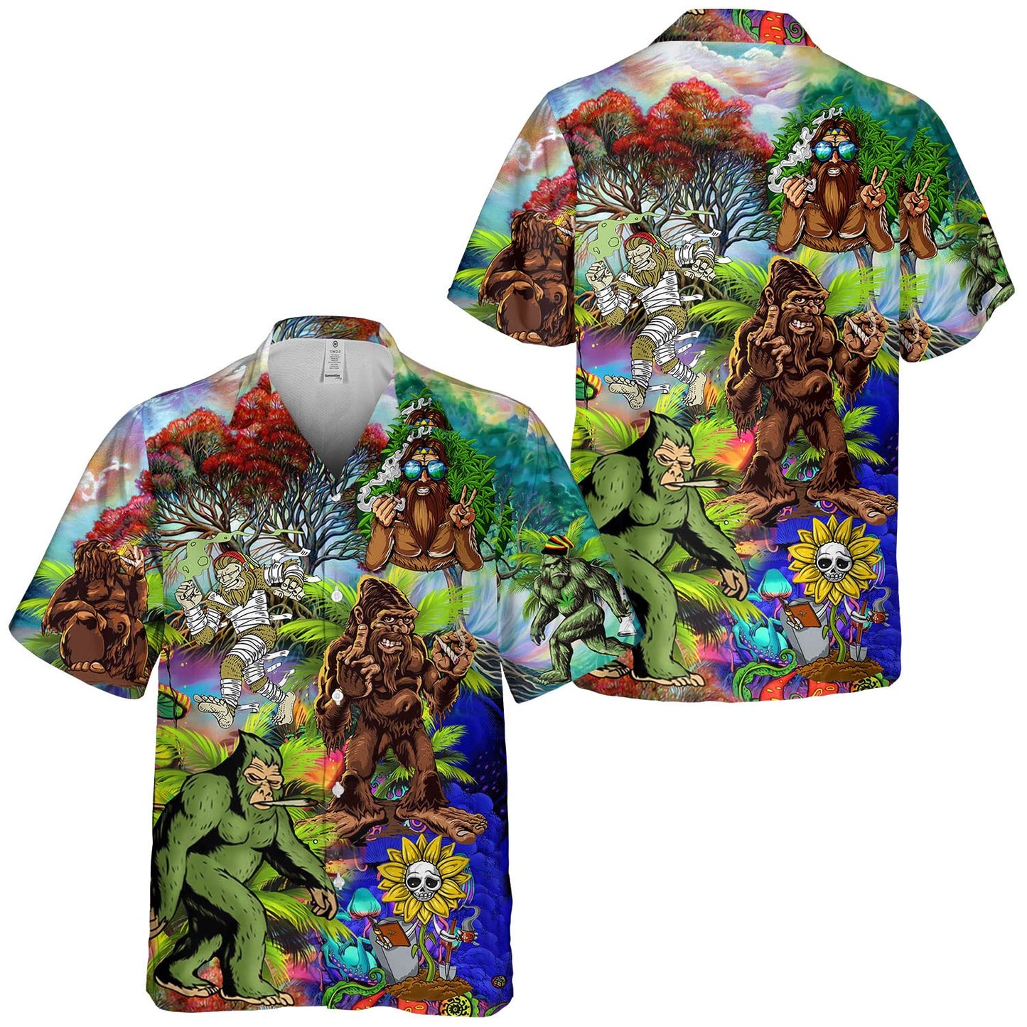 Psychedelic Bigfoot Hawaiian Shirt – Funny Yeti Summer Shirt