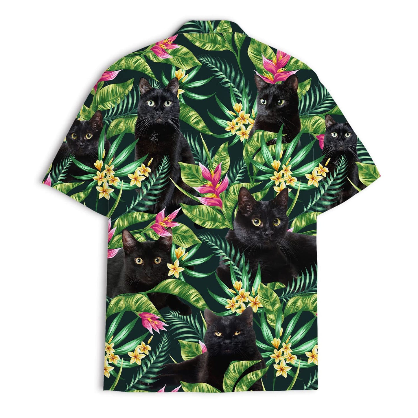 Black Cat Hawaiian Shirt – Tropical Jungle Aloha Shirt for Cat Lovers