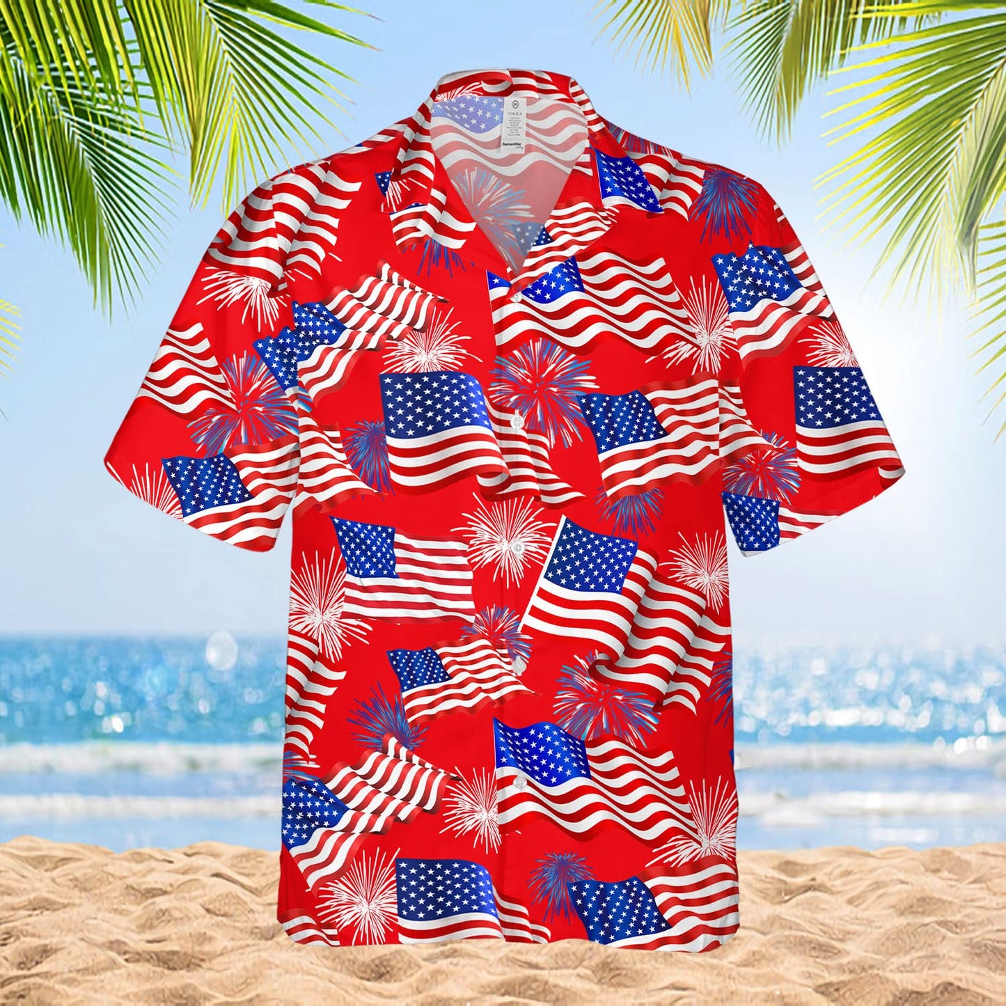 4th of July Hawaiian Shirt – Patriotic USA Flag & Fireworks Aloha Shirt for Men