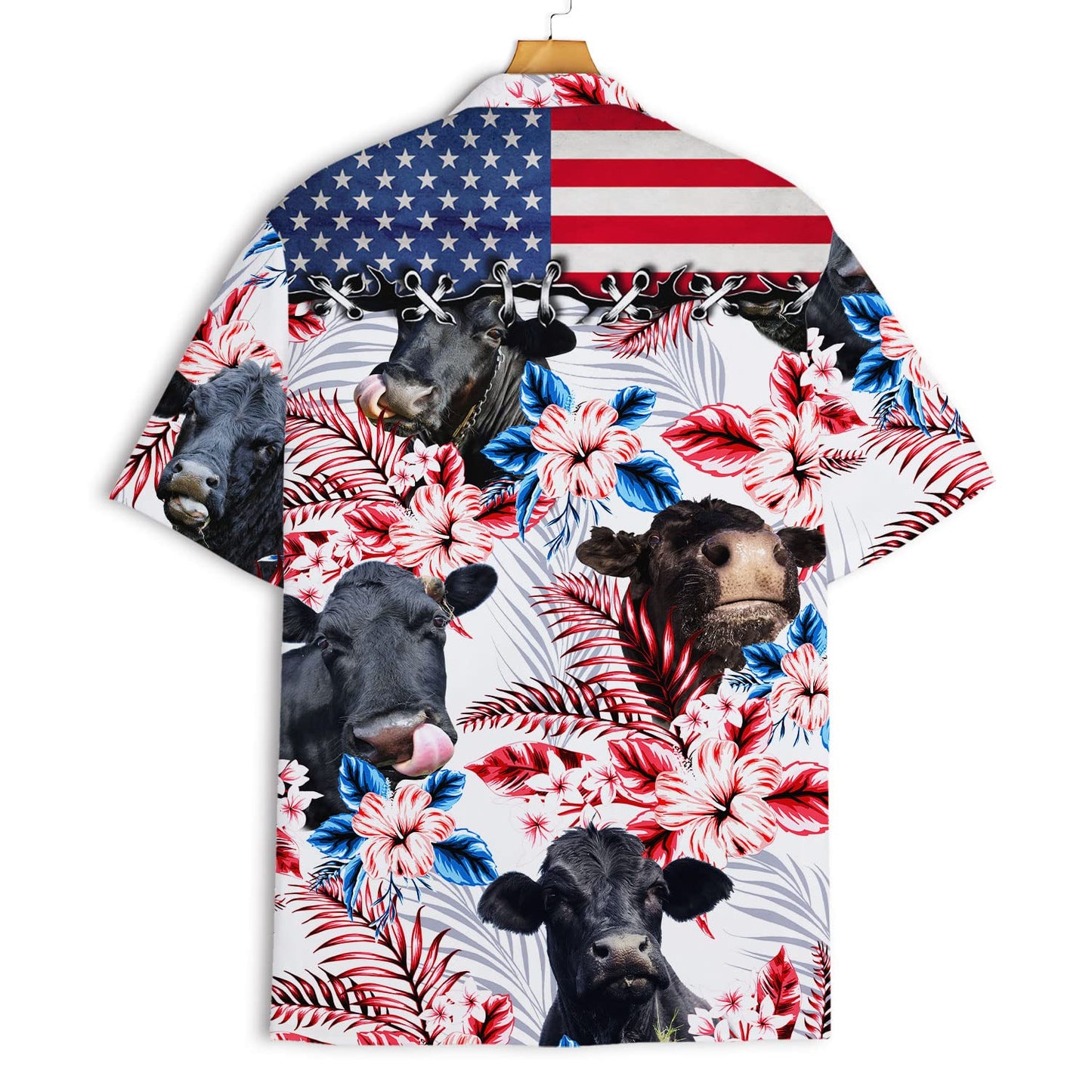 Funny Cow Hawaiian Shirt – Tropical Red & Blue Floral Print
