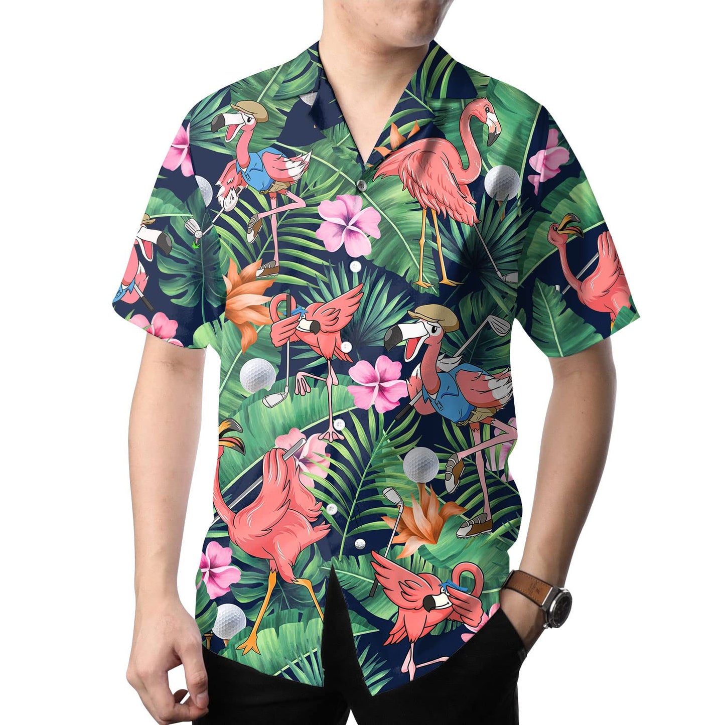 Flamingo Golf Hawaiian Shirt – Funny Tropical Bird Aloha Shirt for Golfers