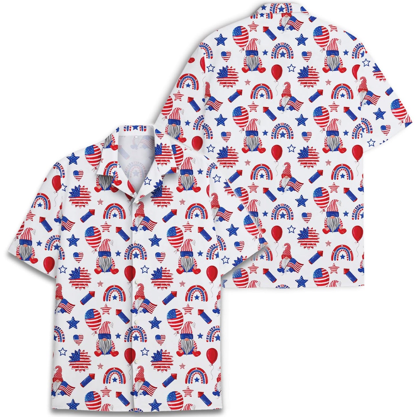4th of July Gnome Hawaiian Shirt – Patriotic USA Celebration Vibes