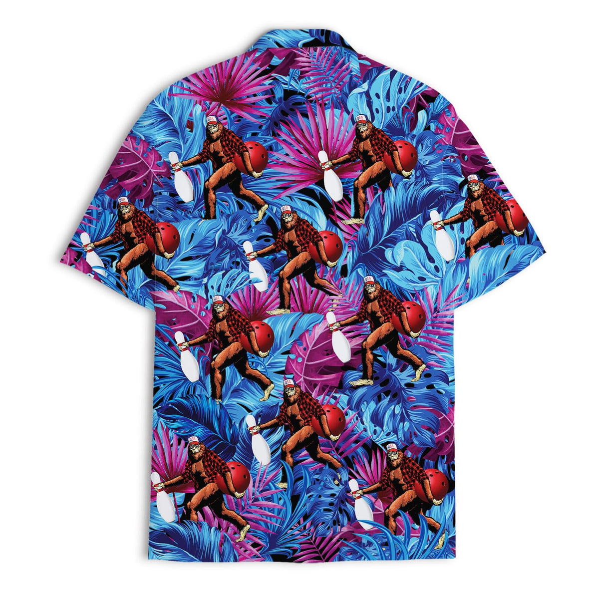 Bigfoot Bowling Hawaiian Shirt - Funny Sasquatch Tropical Style