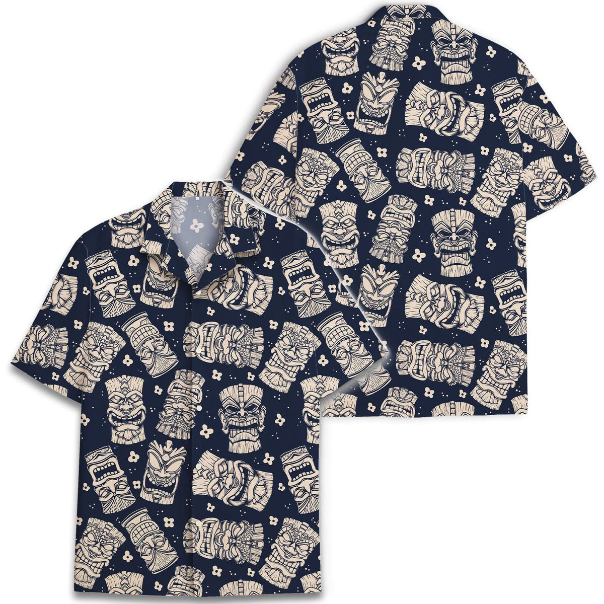 Red Tiki Hawaiian Shirt – Vintage Tribal Floral Print Aloha Beach Shirt