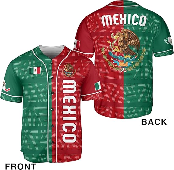 Mexico Flag Baseball Jersey – Split Red & Green Patriotic Shirt