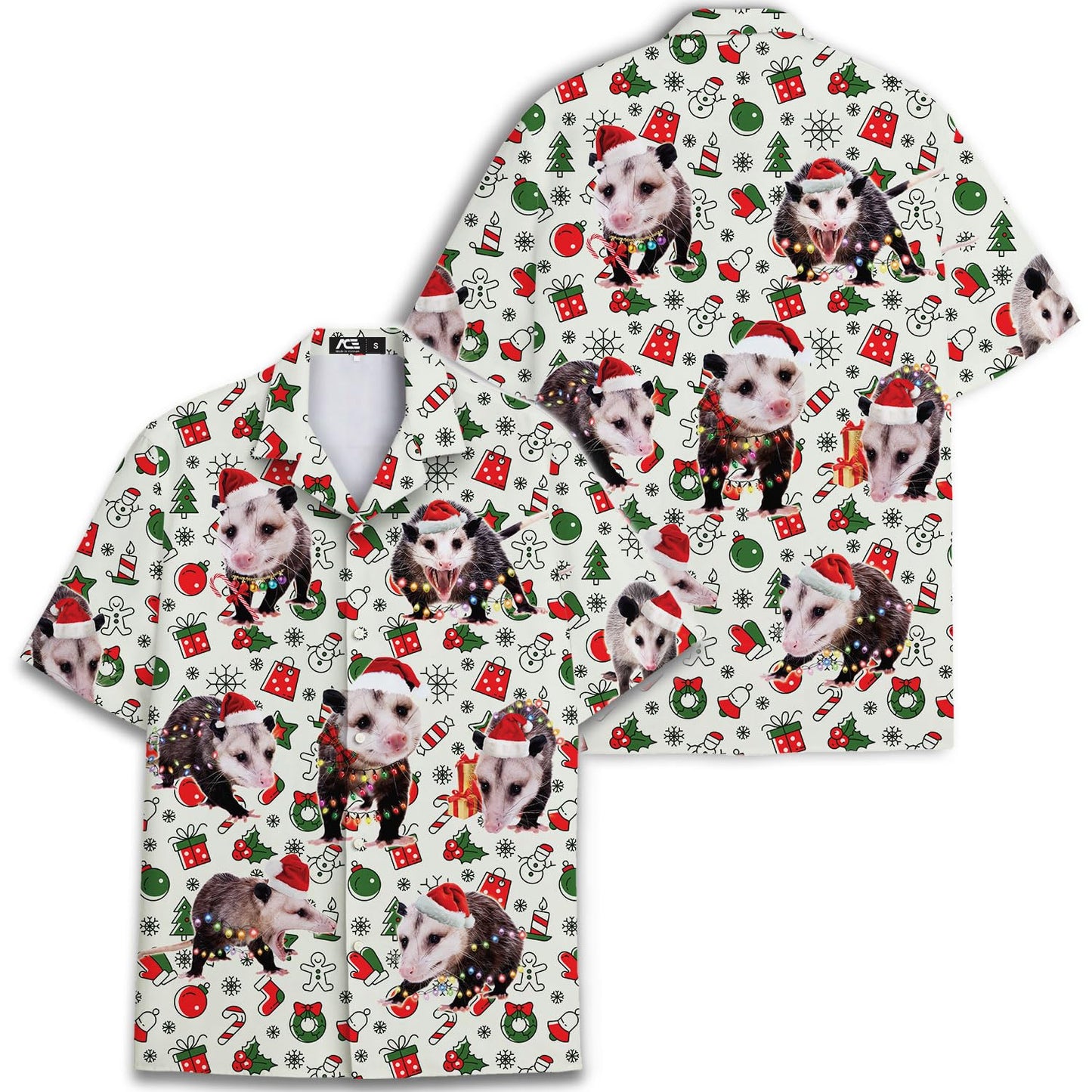 Funny Christmas Possum Hawaiian Shirt – Holiday Pattern Aloha Shirt