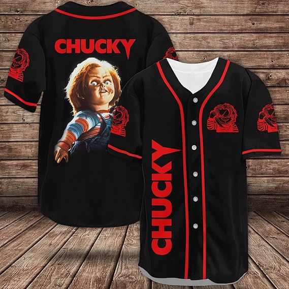Chucky Baseball Jersey – Horror Movie Button-Up Shirt