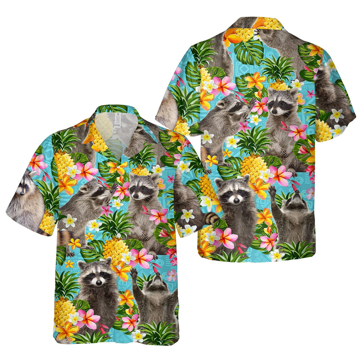 Funny Raccoon Hawaiian Shirt – Tropical Pineapple & Flower Print Aloha Shirt